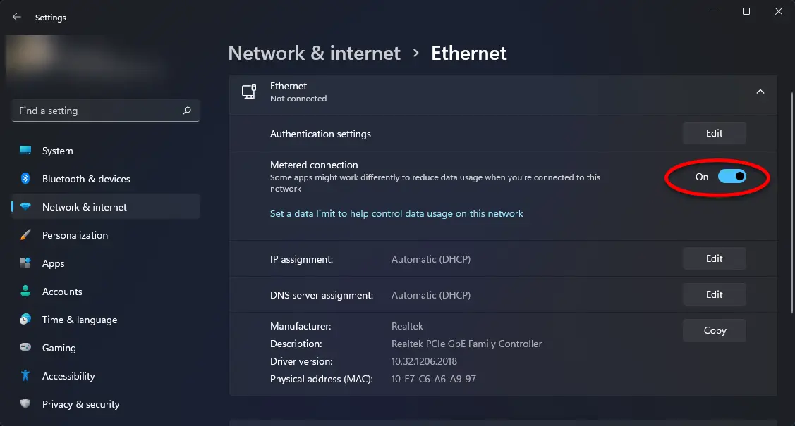 Network internet ethernet windows 11